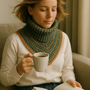 Crochet Cowl Pattern, Ribbed Neck Warmer, Pointed Front Cowl, FPdc BPdc Crochet Pattern, Adult Winter Accessory PDF image 5