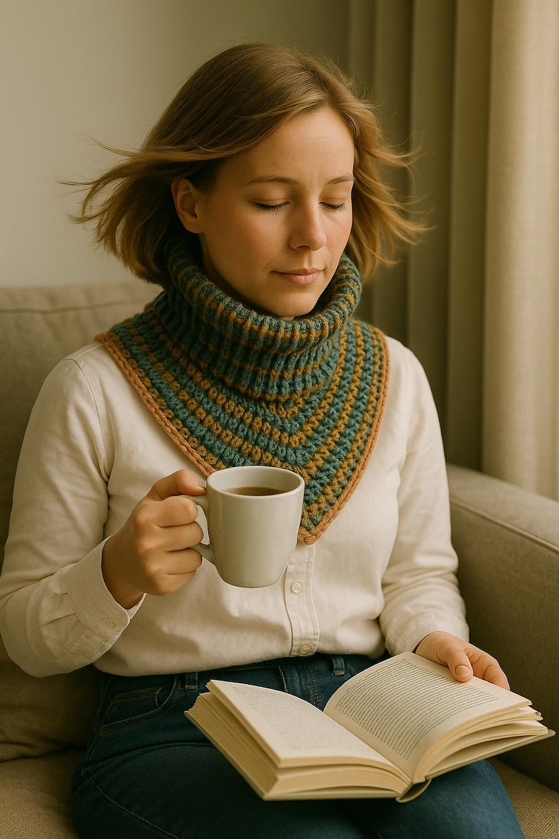 Crochet Cowl Pattern, Ribbed Neck Warmer, Pointed Front Cowl, FPdc BPdc Crochet Pattern, Adult Winter Accessory PDF image 5