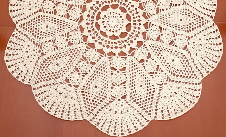 Tablecloth Pattern Crochet Written Instruction Center Piece Lace Tablecloth Home Décor Crochet Table Runner Crochet Table Doily Doily Runner image 4