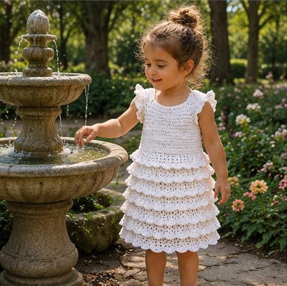 39 Adorable Crochet Patterns for Girls’ Dresses to Make for Special Occasions and... 10 Crochet Girls Dress Pattern Layered Ruffle Dress Tutorial