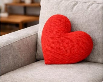 Patrón de corazón de ganchillo para cojín de San Valentín, almohada, tutorial de ganchillo fácil, corazón para el día de San Valentín, decoración para el día de San Valentín, almohada con forma de corazón.