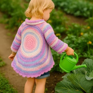 Crochet Girls Cardigan Pattern PDF, Toddler Sweater Pattern Age 3 4 Pastel Baby Cardigan Tutorial Easy Child Crochet Jacket