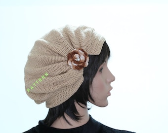 Slouch Hat Tutorial Women's Hat Knit Hat Pattern  Beanie Women Hat Caps  Winter Cap Pattern Winter Beanie Hand Knitted Hat Knitted Hats
