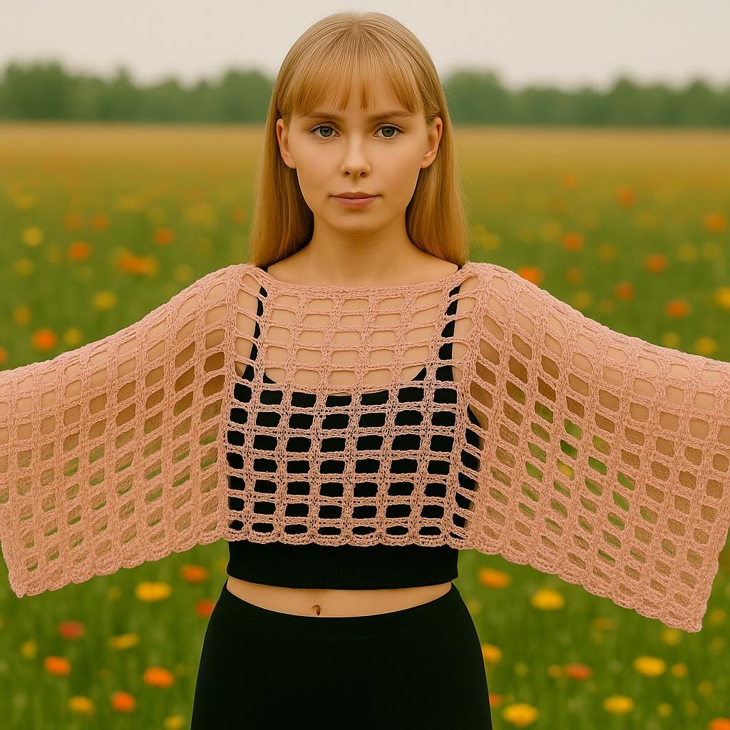 Crochet Bolero Shrug PDF Pattern: Open Stitch Brioche Pullover - Etsy