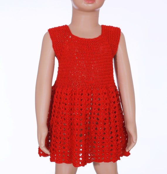 Vestido a crochet para ni a de 3 4 a os Patr n Vestido de encaje a