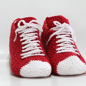 Red Crocheted Sneaker Slippers Pattern, Unisex Slippers PDF, Unique ...