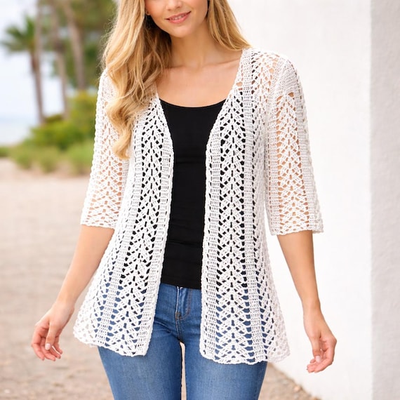 Crochet Vest Lace cardigan pattern summer cardigan pattern Size Small Medium Crochet Pattern Cardigan sweater Wedding Top