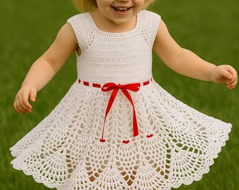 Modello di vestito all'uncinetto per neonati di 3-4 anni Modello di vestito in pizzo all'uncinetto Modello di vestito all'uncinetto per bambine Vestito all'uncinetto per bambine