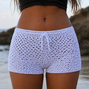 Patroon gehaakte shorts Gehaakte short met kant PDF Tutorialpatroon patroon witte gehaakte short Beachwear Zomer kort patroon