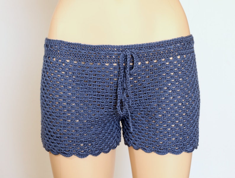 Aysen Drawstring Hand-Crochet Shorts in Lilac
