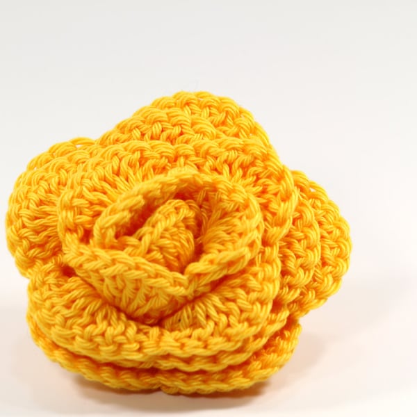 Yellow Rose Flower Crochet PDF Pattern, Handmade Yarn Flower Tutorial, Flower Crochet Patterns