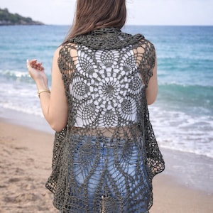 Chaleco de encaje bohemio, chaleco de ropa, suéter, chaleco, patrón de chaleco bohemio, encaje bohemio, chaleco estampado, chaqueta, chaleco, patrón de chaleco hippie