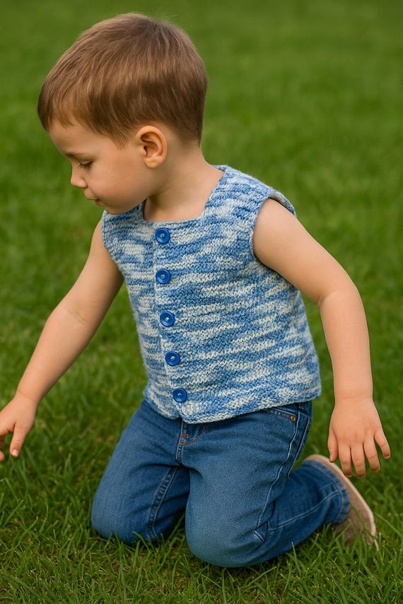 Baby Sweater Vest Knitting Pattern: Sleeveless Jacket Gilet (PDF