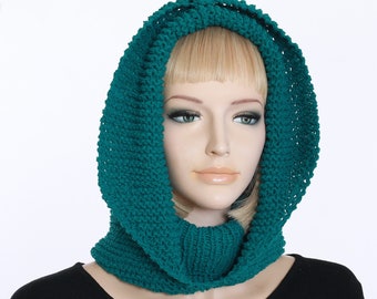 Winter Hat Adult Teen Knitted Chunky Women Winter Hood Scarf Knitting PATTERN Cocoon Hooded Cowl Hoodie Cowl Hat Pattern Cowl Pattern