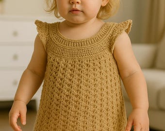 Modello per vestito all'uncinetto con pizzo, vestito all'uncinetto per bambina taglia 6-12 mesi, vestito all'uncinetto per bambina, modello per vestito all'uncinetto per neonata