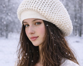 CROCHET PATTERN hat cap tutorial Slouch Hat Crocheted Pattern Crochet Beret PDF Women's Hat Patterns