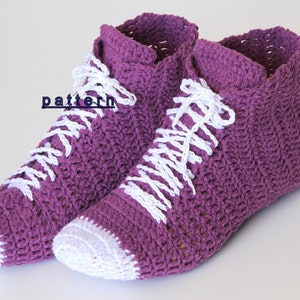 Crocheted Purple Unisex Sneaker  high top shoes, Unisex Slippers PDF, Unique crochet Patterns
