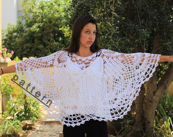 Crochet Poncho Pattern Lacy Pelerine PDF Bride Wedding Poncho Cape Pattern Poncho Shawl Pattern Shawl Poncho Summer Shawl