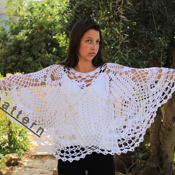 Crochet Poncho Pattern Lacy Pelerine PDF Bride Wedding Poncho Cape Pattern Poncho Shawl Pattern Shawl Poncho Summer Shawl