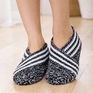Patrón de pantuflas tejidas en PDF: Tutorial fácil de calcetines elásticos (Descarga digital)