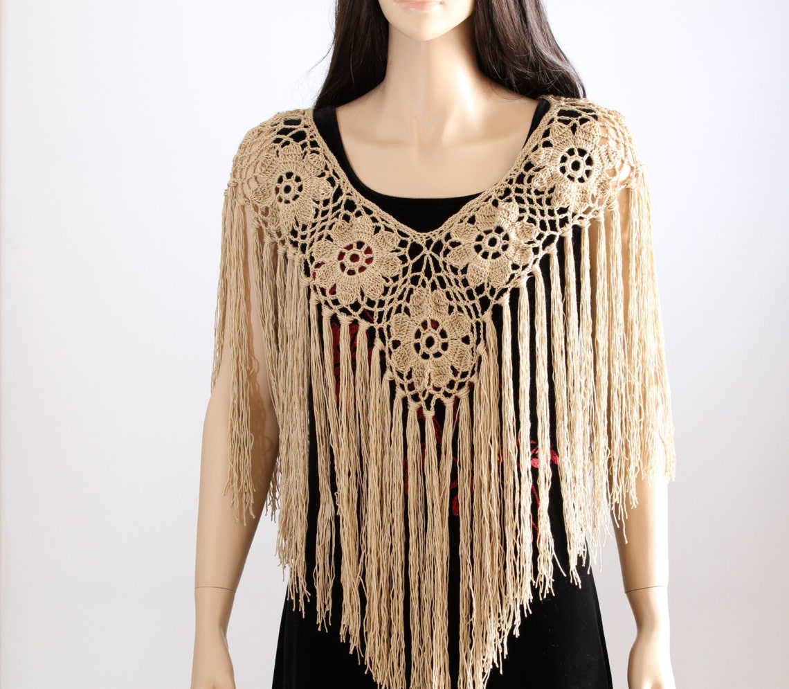 Crochet Poncho Pattern Fringe Poncho PDF Rustic Poncho Wedding Etsy