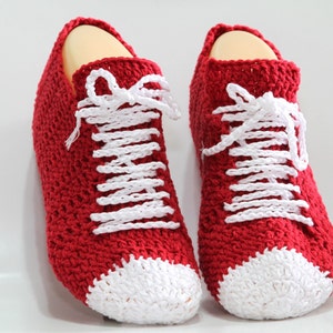 Red Crocheted Sneaker Slippers Pattern, Unisex Slippers PDF, Unique ...