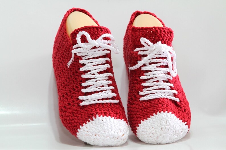 Red Crocheted Sneaker Slippers Pattern Unisex Slippers PDF - Etsy