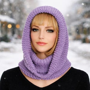 Adult Teen Knitted Chunky Women Winter Hood Scarf Knitting PATTERN Cocoon Hooded Cowl Hoodie Cowl Hat Pattern Cowl Pattern Winter Hat