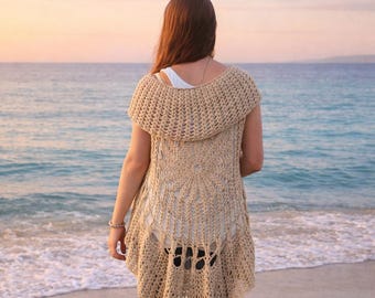 Boho Crochet Vest Pattern: Vintage Lace Cardigan (PDF Download)