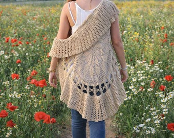 Boho Crochet Vest Pattern: Vintage Lace Cardigan (PDF Download)