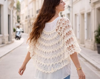 Wedding cape Capelet pattern Crochet poncho pattern  Lacy poncho pattern   cape pattern Wedding poncho shawl pattern Shawl poncho