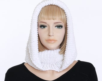 Women Winter Hood Scarf  Cocoon Hooded Cowl Hoodie Cowl Hat Pattern Cowl Pattern Winter Hat Knitting PATTERN Adult Teen Knitted Chunky