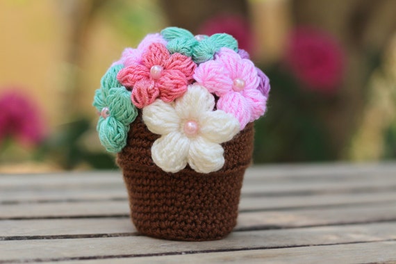 Buy Crocheted Flower Pot PDF Tutorial, Hand Crochet Flower Ornaments, Gifts  for Mom Online in India 
