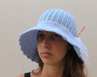 Crocheted Cloche Hat PDF Handmade Wide Brimmed Hat Pattern Fashion Hat Tutorials Crocheted Pattern Crochet Women's Hat Patterns