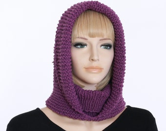 Knitting Pattern Hooded Cowl PDF, Cocoon Hoodie Cowl Tutorial, Chunky Winter Hat Pattern, Knit Hood Scarf, Women’s Cozy Winter Cowl