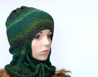 Ski mask, Instant Download Patterns Hand Knit Winter Cap Tutorial Knitted Winter Cap Pattern