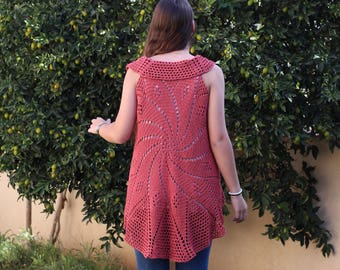 Lace Vest Crochet Pattern Circular Vest Pattern Bohemian Waistcoat  Vest Tutorial Bohemian Cardigan Crochet Cover Up Lacy hippie vest