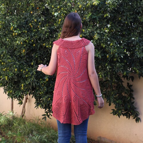 etty2504 Lace Vest Crochet Pattern Circular Vest Pattern Bohemian Waistcoat Vest Tutorial Bohemian Cardigan Crochet Cover Up Lacy Hippie Vest