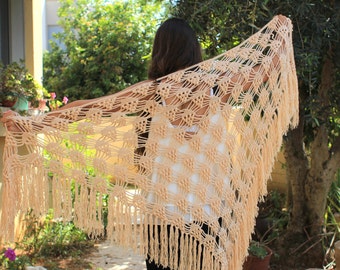 Crocheted Clusters fringe shawl Pattern Crochet Scarf PDF Tutorial Womens Scarf Pattern