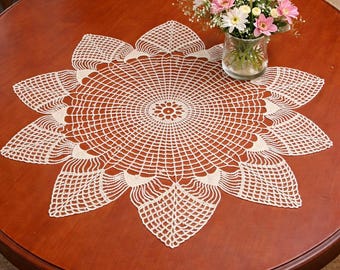 Patrón de tapete de mesa de ganchillo, instrucciones escritas para ganchillo, centro de mesa, mantel de encaje, decoración del hogar, mantel de ganchillo