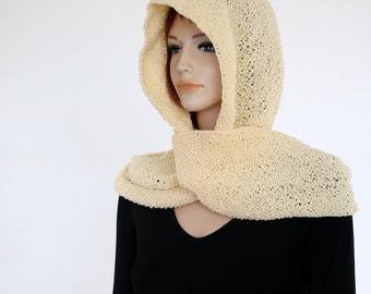 Hooded Cowl Hoodie Cowl Hat Pattern Knitting PATTERN Cowl Pattern Winter Hat Adult Teen Knitted Chunky Women Winter Hood Scarf