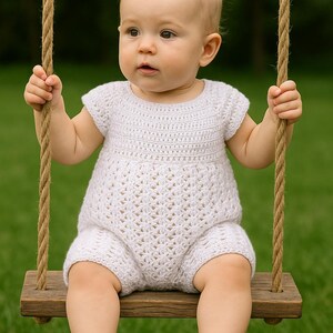 Baby Romper Crochet Pattern PDF Overall Shorties Pattern for Babies 6 to 18 Months Easy Baby Dungaree Tutorial Summer Baby Outfit Pattern image 3