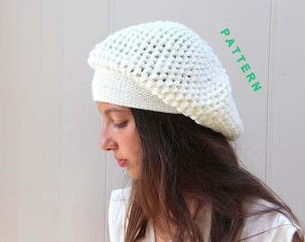 CROCHET PATTERN hat cap tutorial Slouch Hat Crocheted Pattern Crochet Beret PDF Women's Hat Patterns