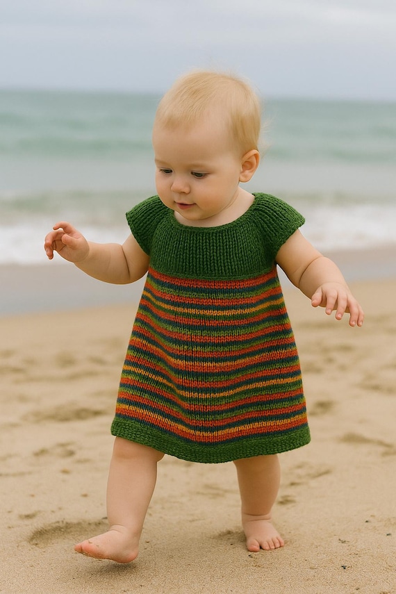 Girl Knitting dress pattern Girls Knitting toddler Girls dress Knitting dress for 1-2 years-old Girl pattern Knitting dress pattern