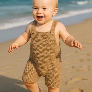 Patrón de crochet para BEBÉ Mono corto Mono corto Patrón de mono de crochet para bebés de 6 a 18 meses Patrón de mameluco