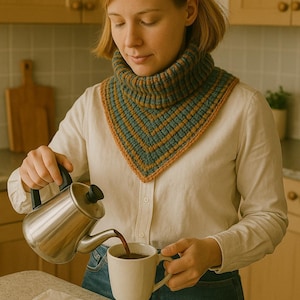 Crochet Cowl Pattern, Ribbed Neck Warmer, Pointed Front Cowl, FPdc BPdc Crochet Pattern, Adult Winter Accessory PDF image 2