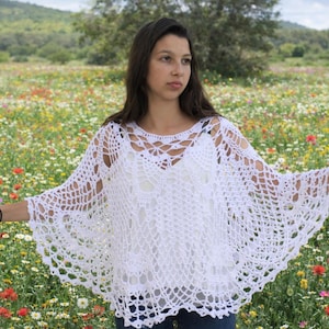 Crochet Poncho Pattern Lacy Pelerine PDF Bride Wedding Poncho Cape Pattern Poncho Shawl Pattern Shawl Poncho Summer Shawl