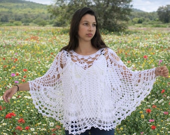 Patrón de poncho de ganchillo Lacy Pelerine PDF Patrón de capa de poncho de novia Patrón de poncho chal Patrón de poncho chal Chal de verano