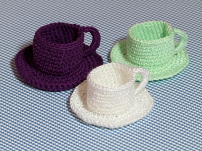 Tea Cup and Saucer Crochet Pattern, PDF Crochet Pattern, Tea Cup crochet Pattern image 1