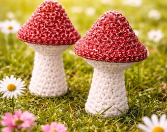 Virkat svampmönster PDF, Amigurumi paddesvamp, skogsdekor, enkelt virkmönster för nybörjare, direktnedladdning